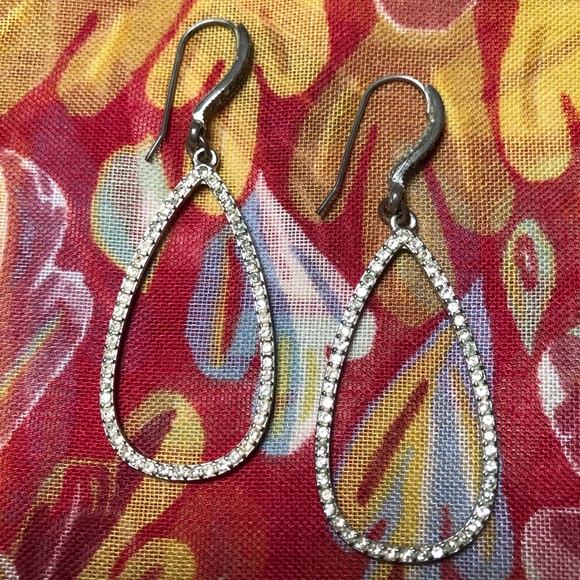 Silver-tone and crystal earrings - Picture 2 of 4